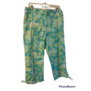 LILLY PULITZER Women’s Blue Green Fish Print Cropped Pants Size 10